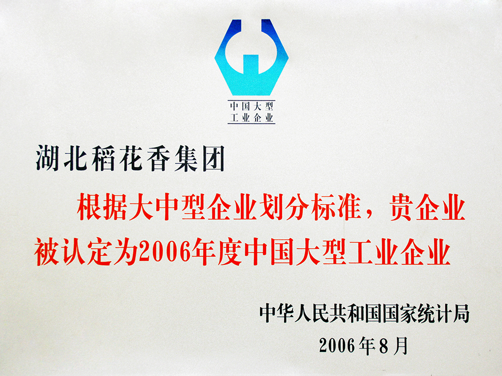 2006年8月，稻花香集團(tuán)被國(guó)家統(tǒng)計(jì)局認(rèn)定為”中國(guó)大型工業(yè)企業(yè)“